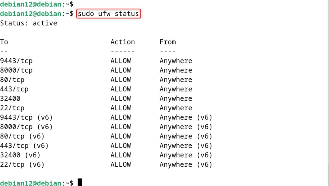 sudo ufw status