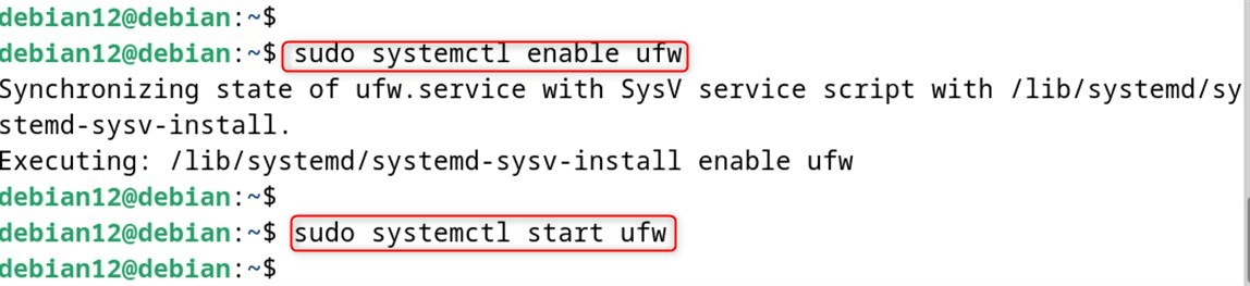 sudo systemctl start ufw