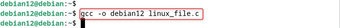gcc -o debian12 linux_file.c