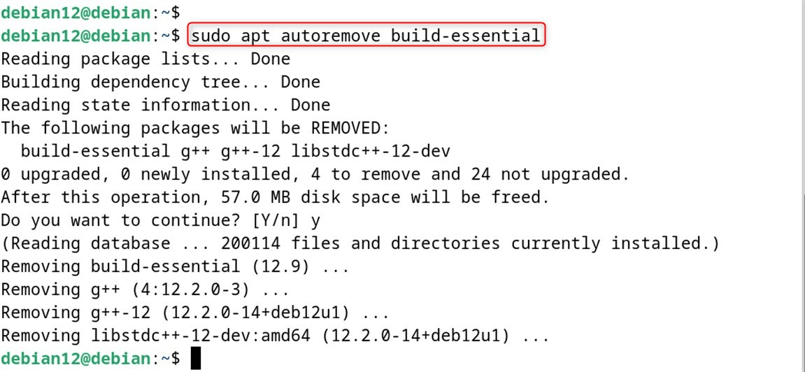 sudo apt autoremove build-essential