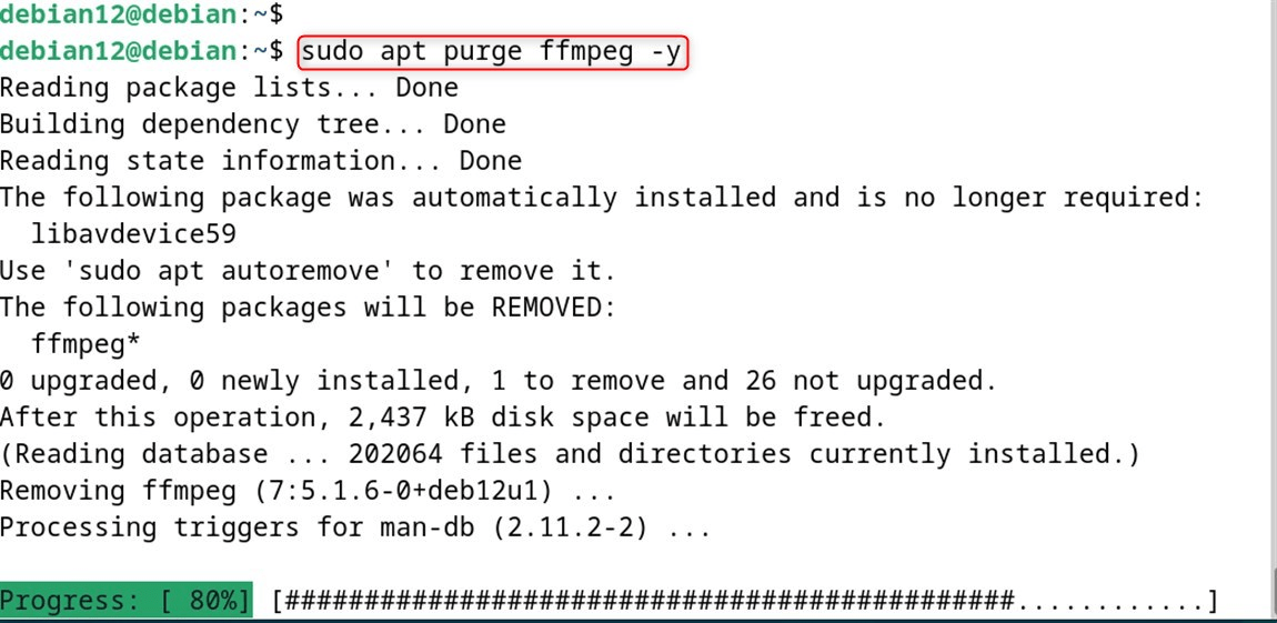 sudo apt purge ffmpeg -y
