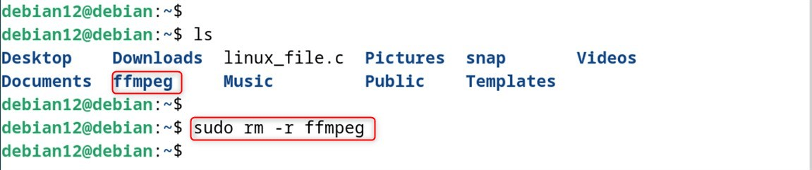 sudo rm -r ffmpeg