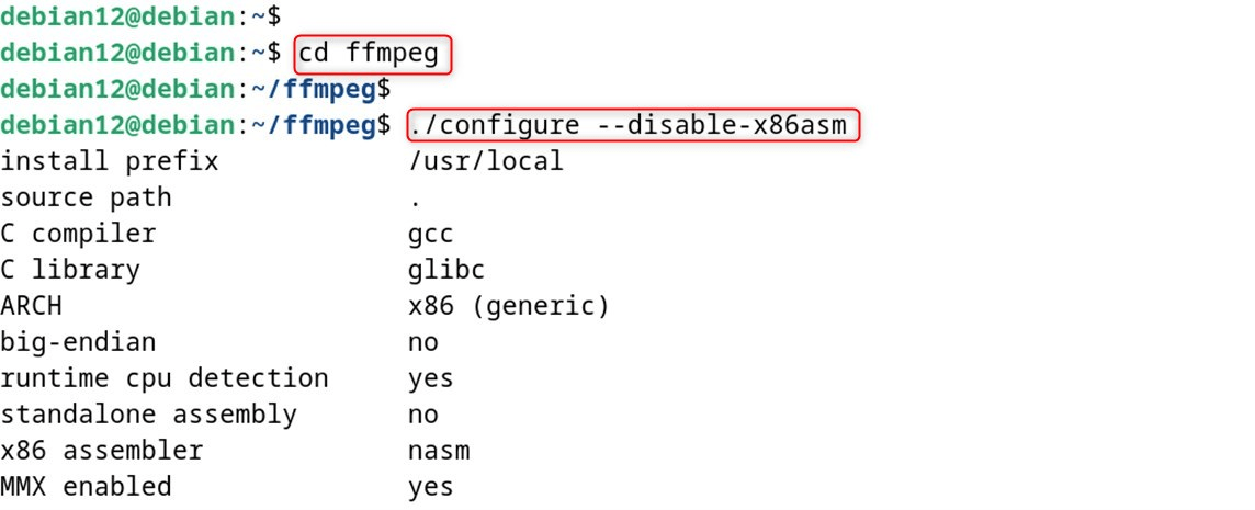 ./configure --disable-x86asm