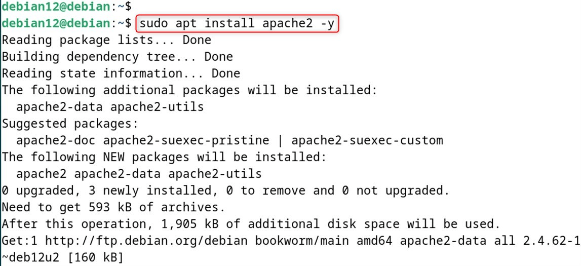 sudo apt install apache2 -y