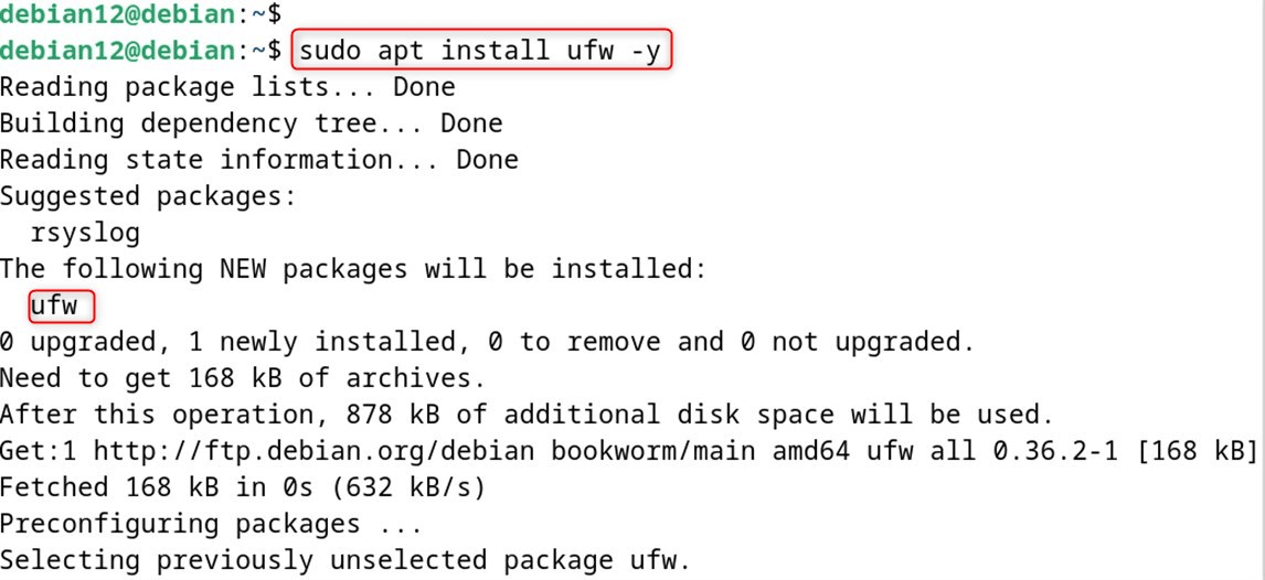 sudo apt install ufw -y