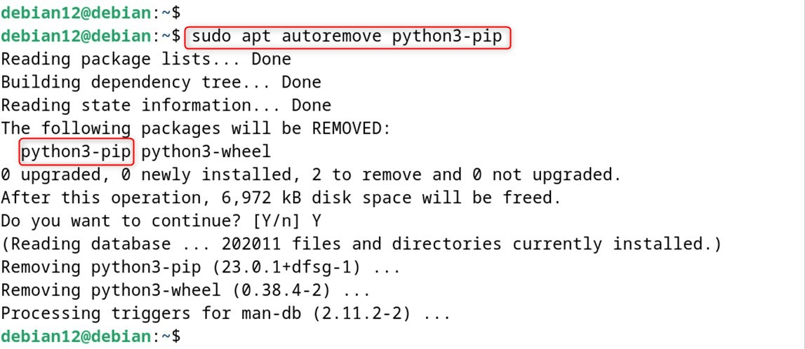 sudo apt autoremove python3-pip