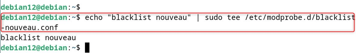 echo "blacklist nouveau" | sudo tee /etc/modprobe.d/blacklist-nouveau.conf