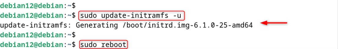 sudo update-initramfs -u <br>sudo reboot