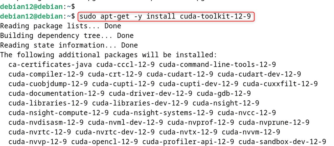 sudo apt-get -y install cuda-toolkit-12-9