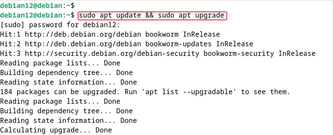 sudo apt update && sudo apt upgrade