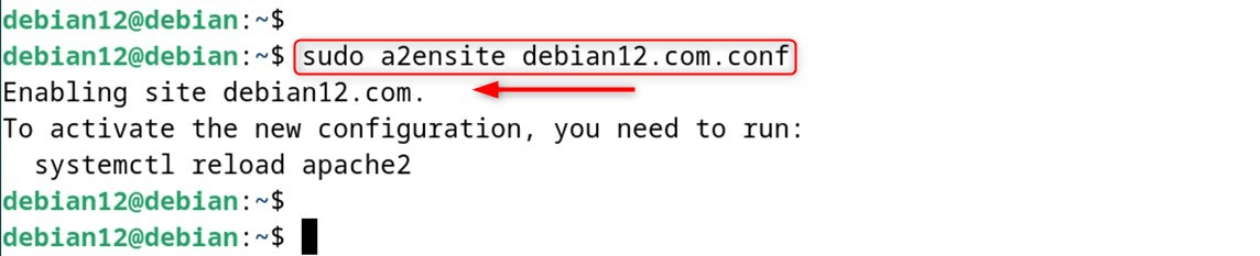 sudo a2ensite debian12.com.conf