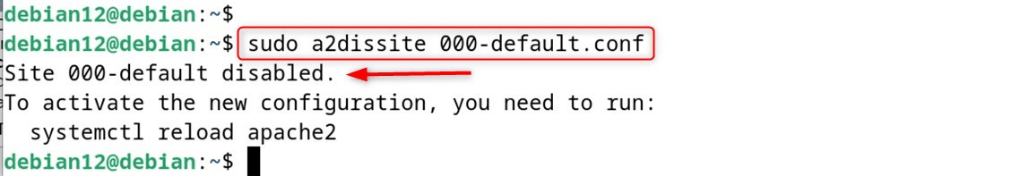 sudo a2dissite 000-default.conf