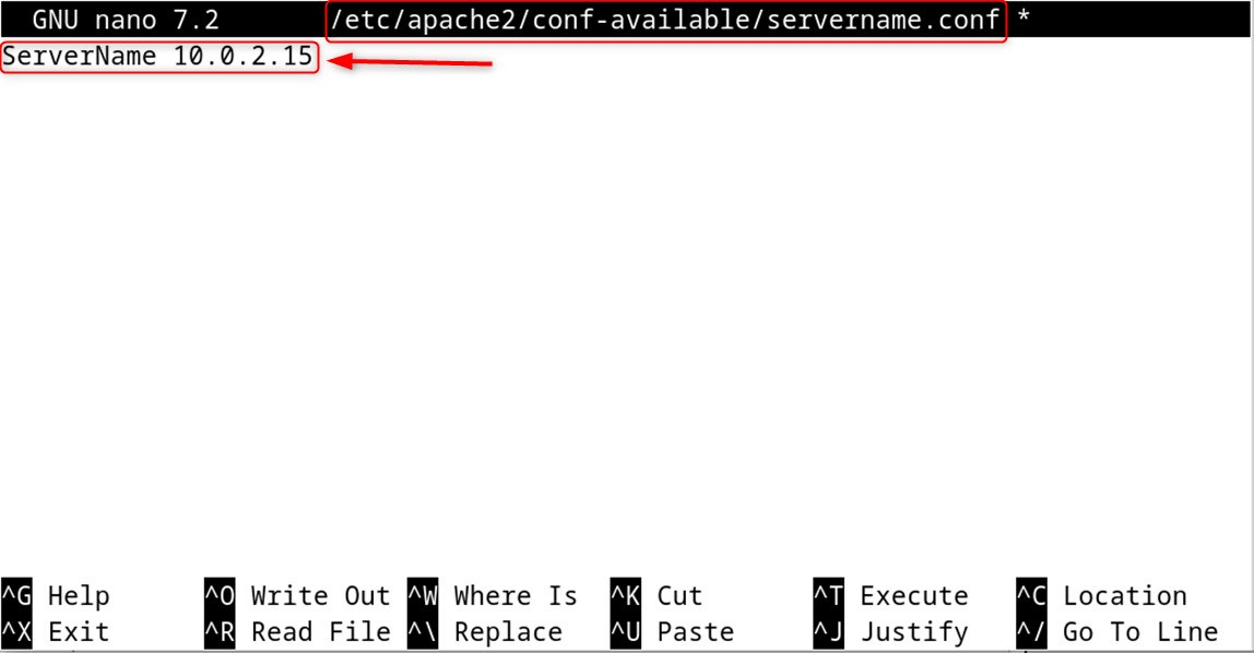 sudo nano /etc/apache2/conf-available/servername.conf