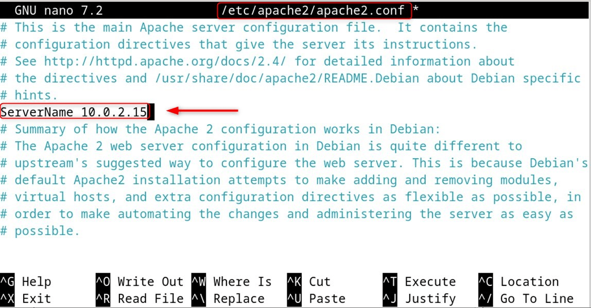 sudo nano /etc/apache2/conf-available/servername.conf