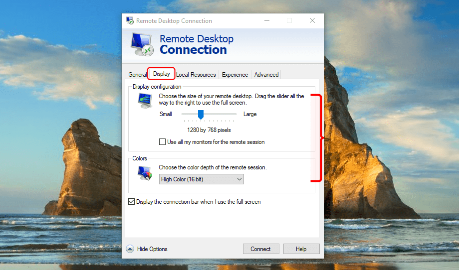 adjust the size of desktop
