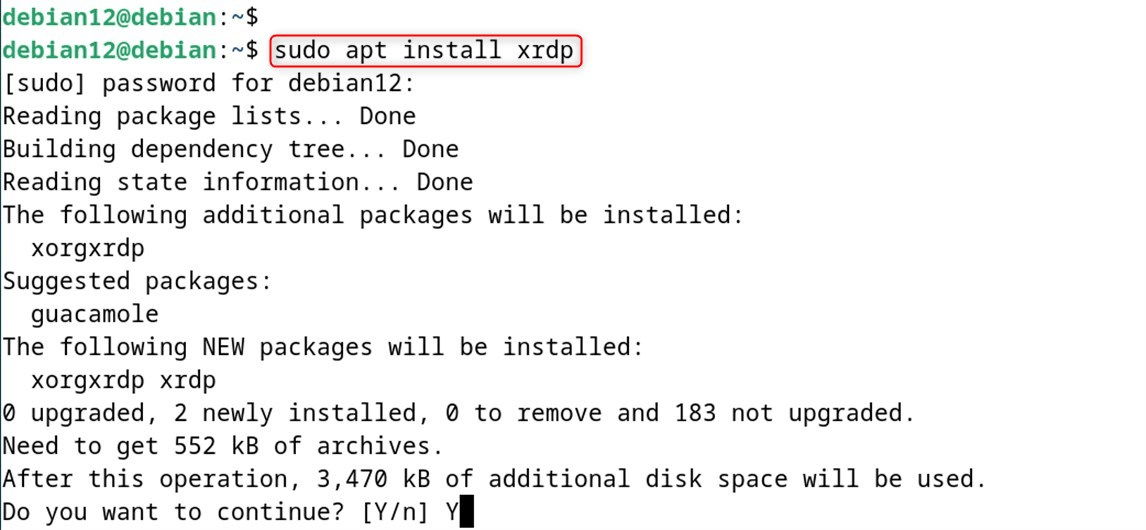 sudo apt install xrdp