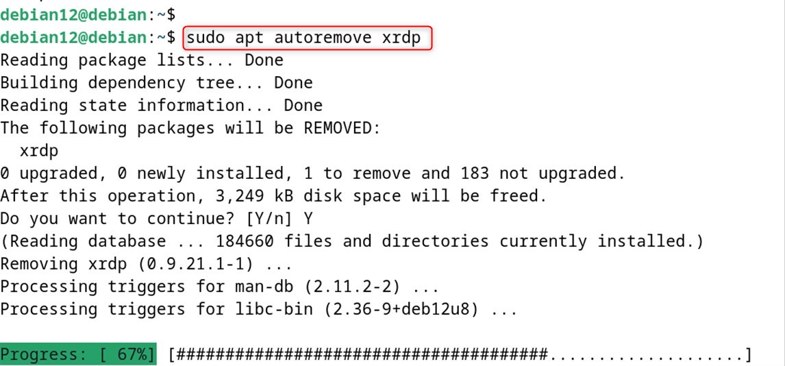 sudo apt autoremove xrdp