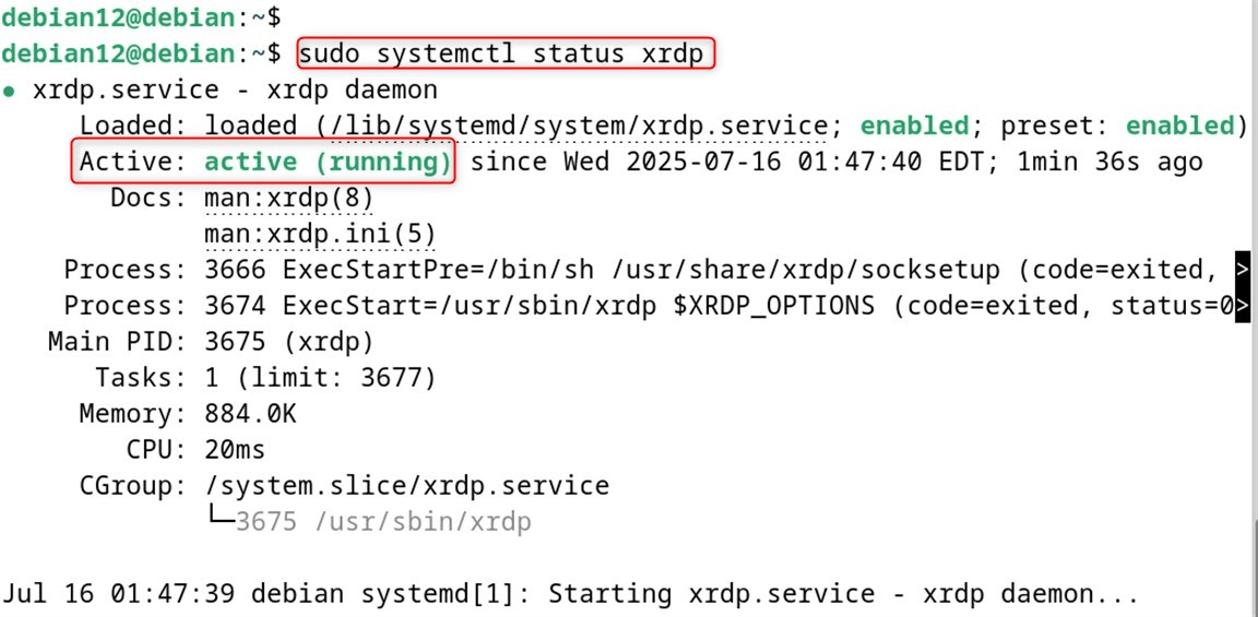 sudo systemctl status xrdp
