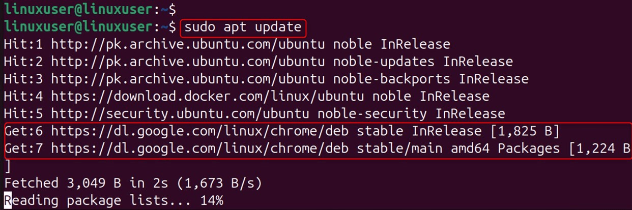 sudo apt update