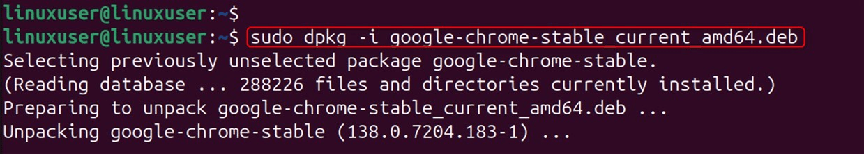 sudo dpkg -i google-chrome-stable_current_amd64.deb