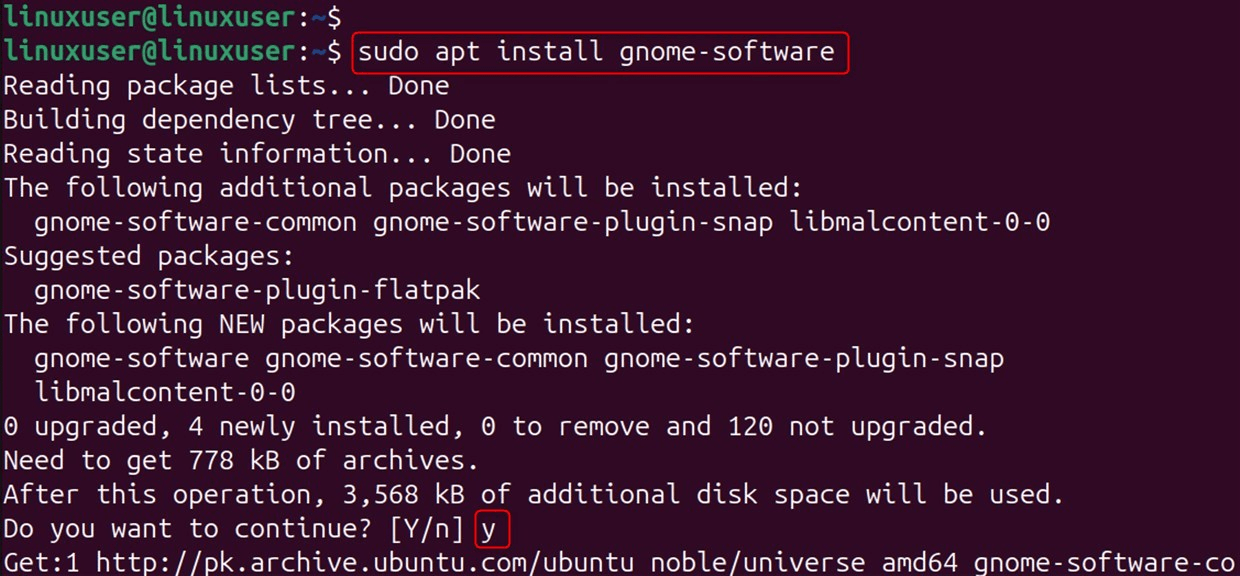 sudo apt install gnome-software