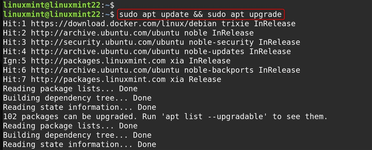 sudo apt update && sudo apt upgrade