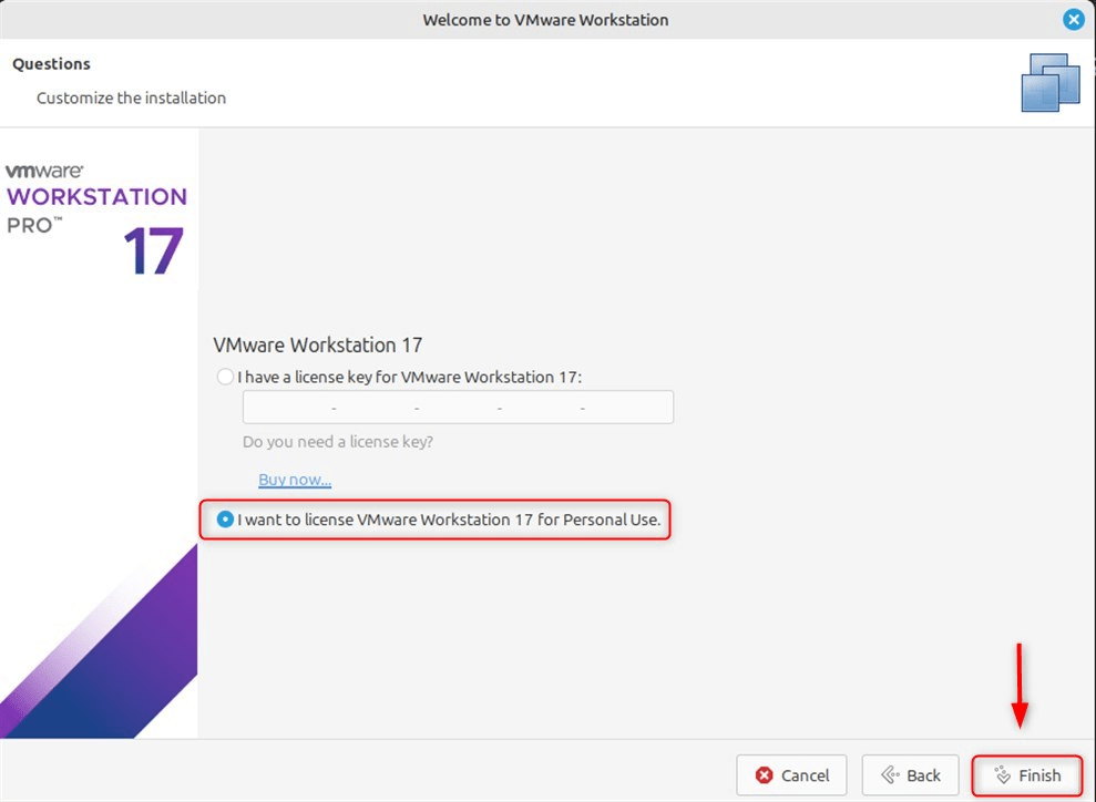 Enter Vmwre license key