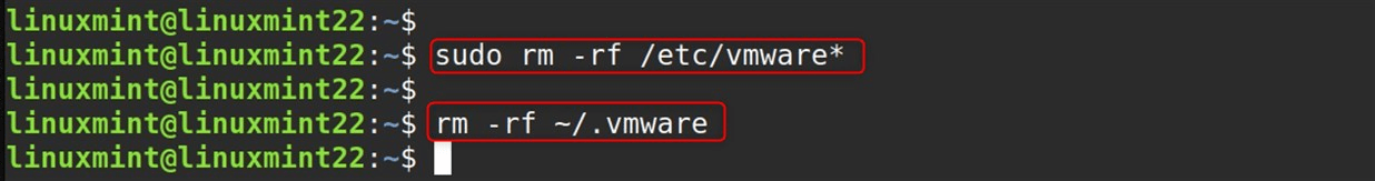 sudo rm -rf /etc/vmware*rm -rf ~/.vmware