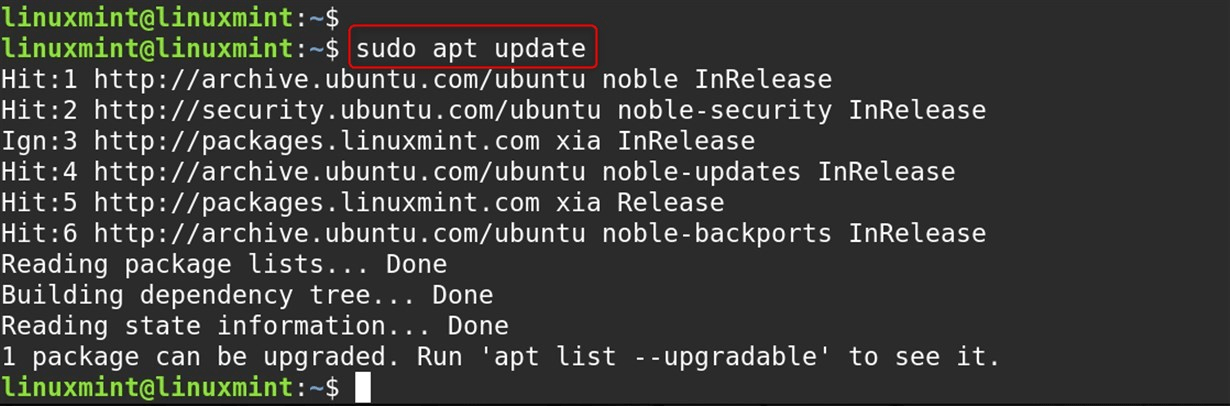 sudo apt update