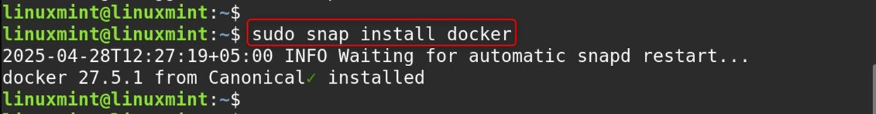 sudo snap install docker