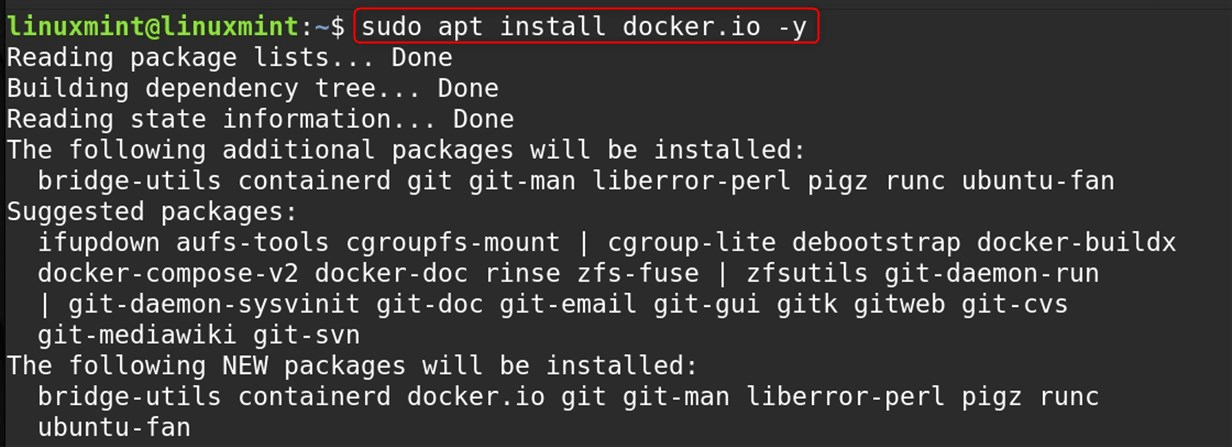 sudo apt install docker.io -y