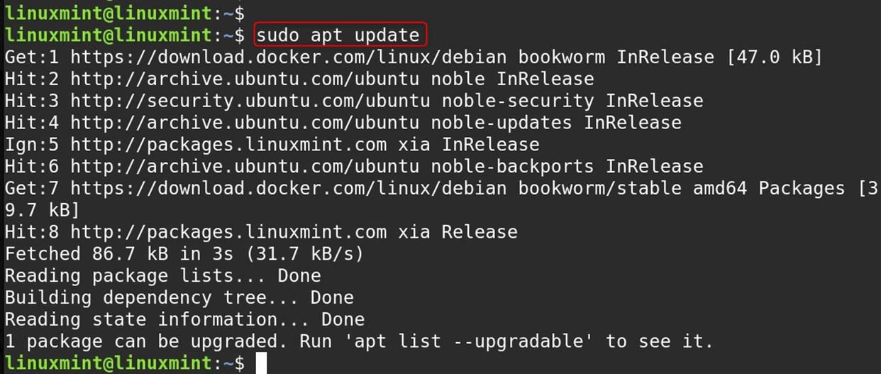 sudo apt update