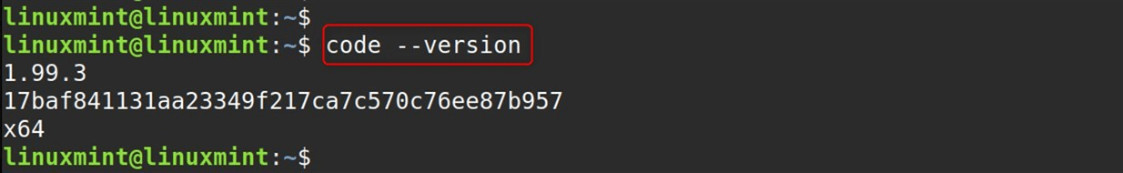 code --version