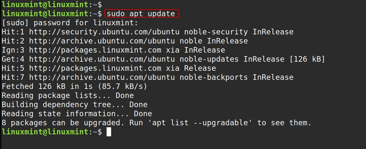sudo apt update