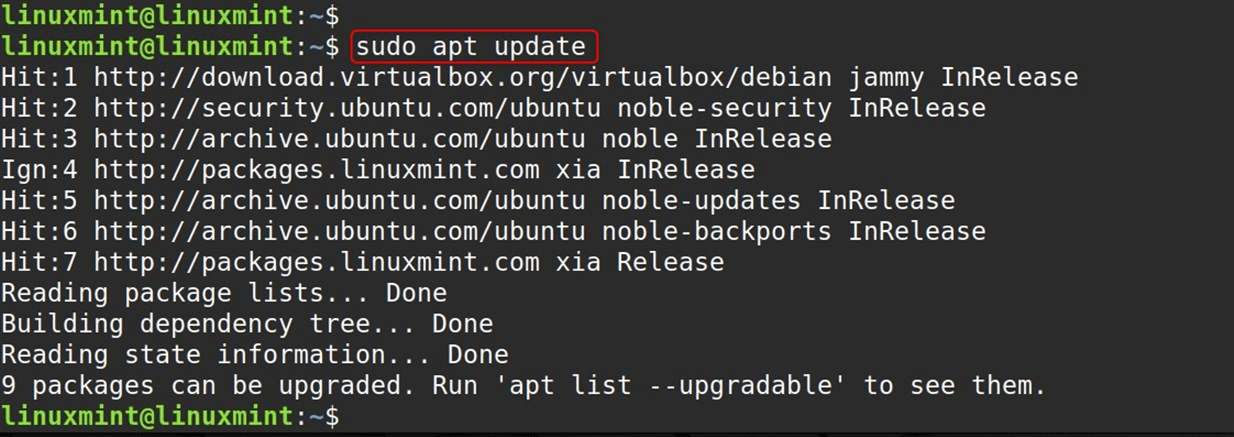 sudo apt update