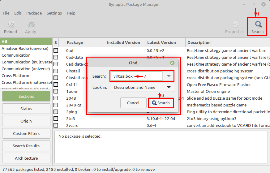 search virtulabox package