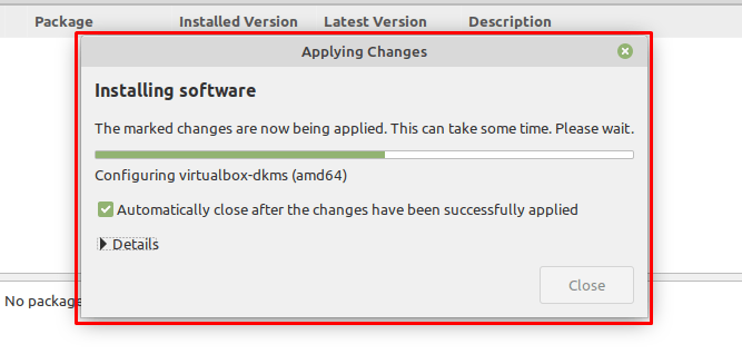 Installing virtualbox packages