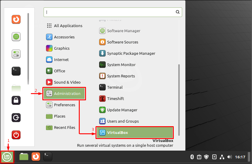 launch virtualbox from gui
