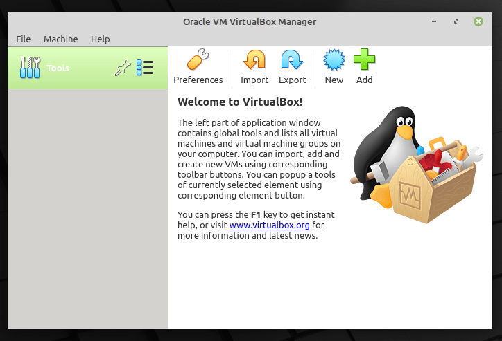 welcome to virtualbox