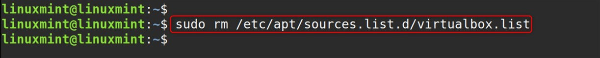 sudo rm /etc/apt/sources.list.d/virtualbox.list