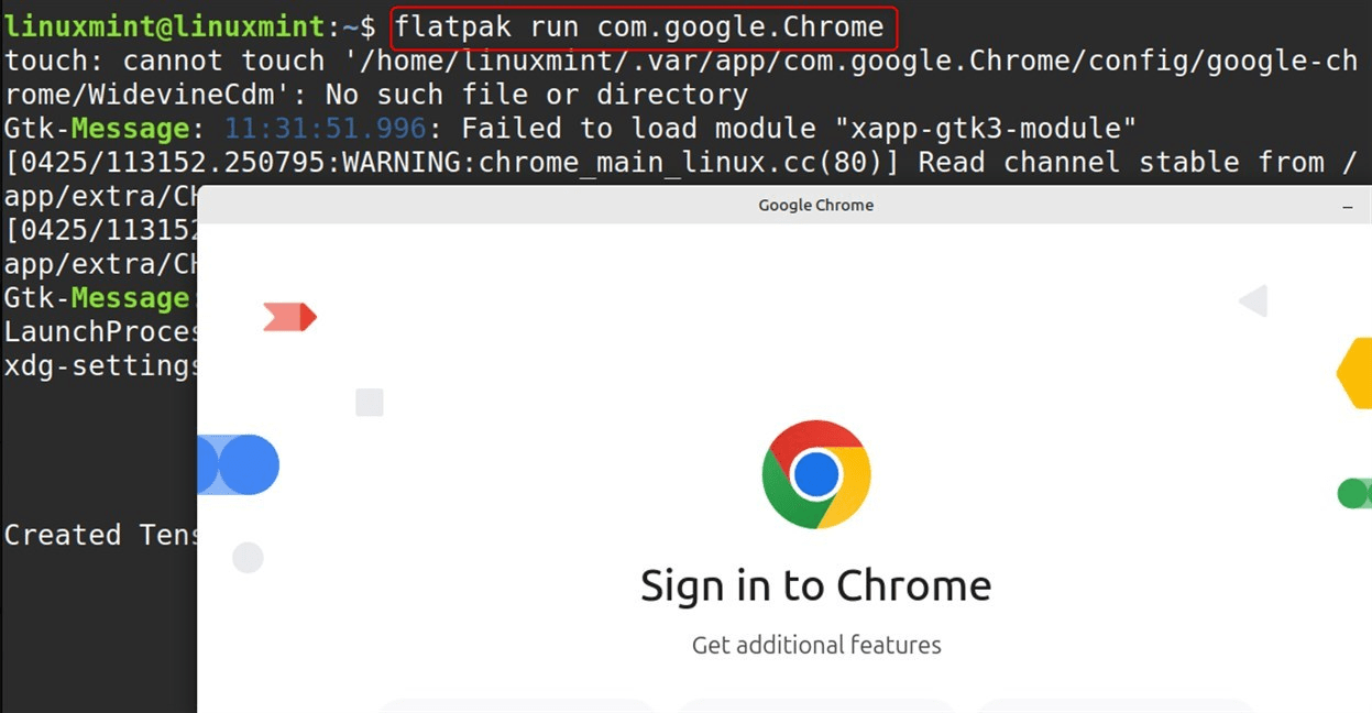 flatpak run com.google.Chrome