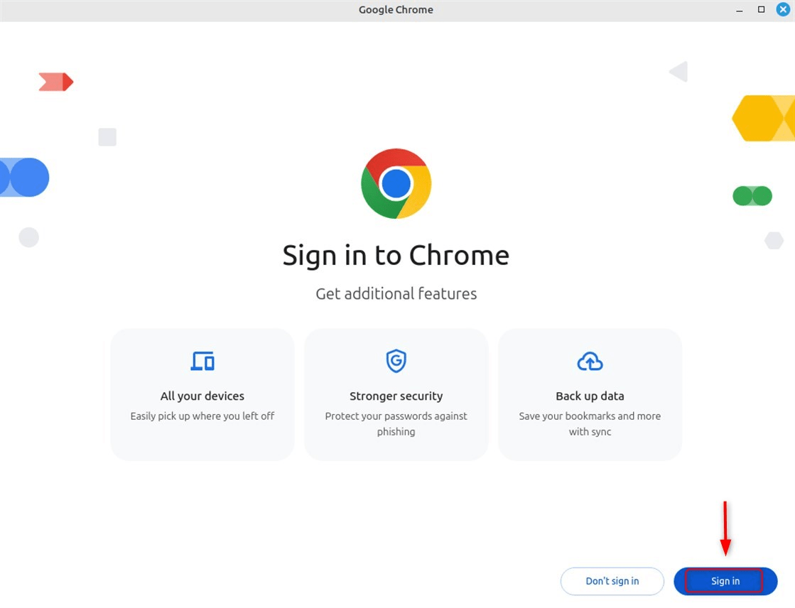 Launch Google Chrome and sign in