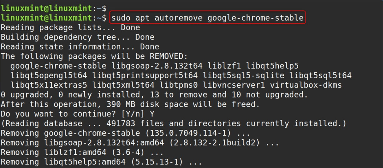 sudo apt autoremove google-chrome-stable