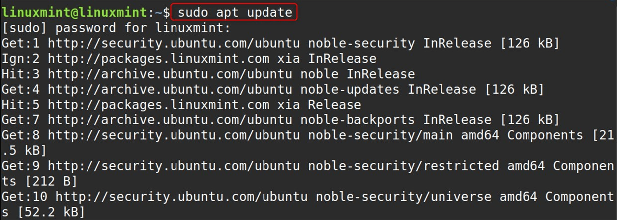 sudo apt update