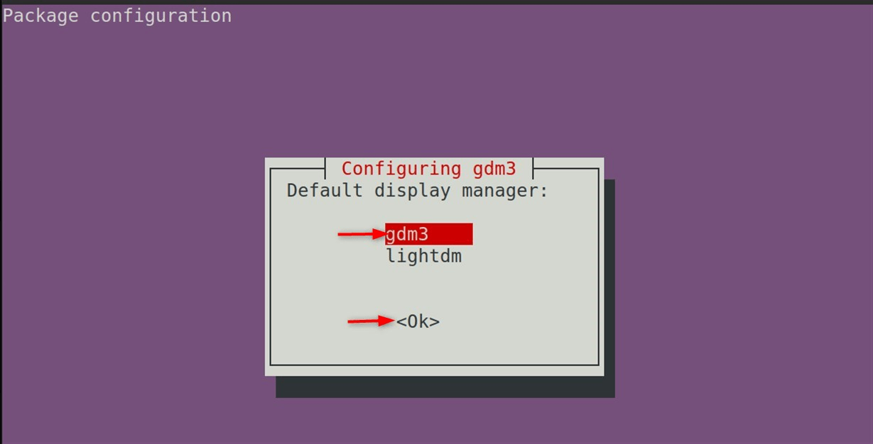 Choose gdm3 from menu