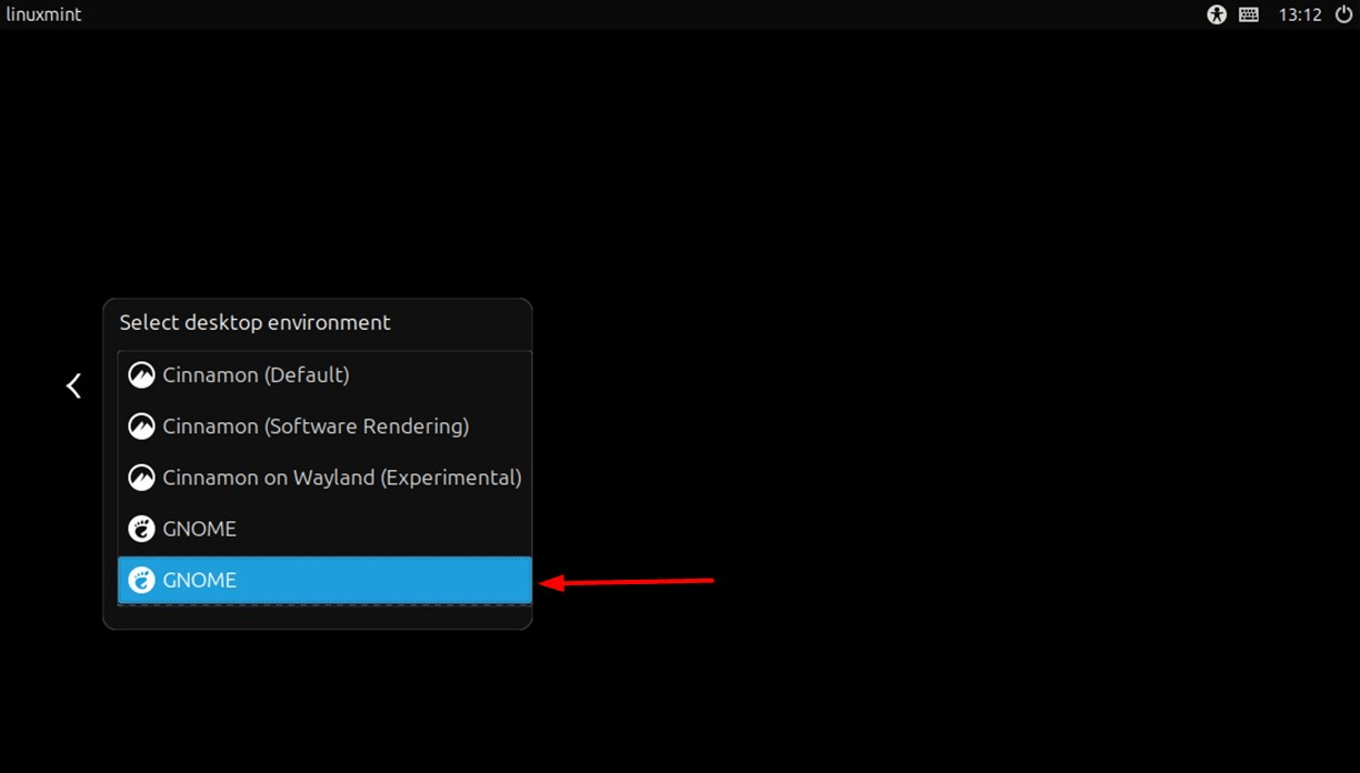 Choose GNOME desktop environemnt