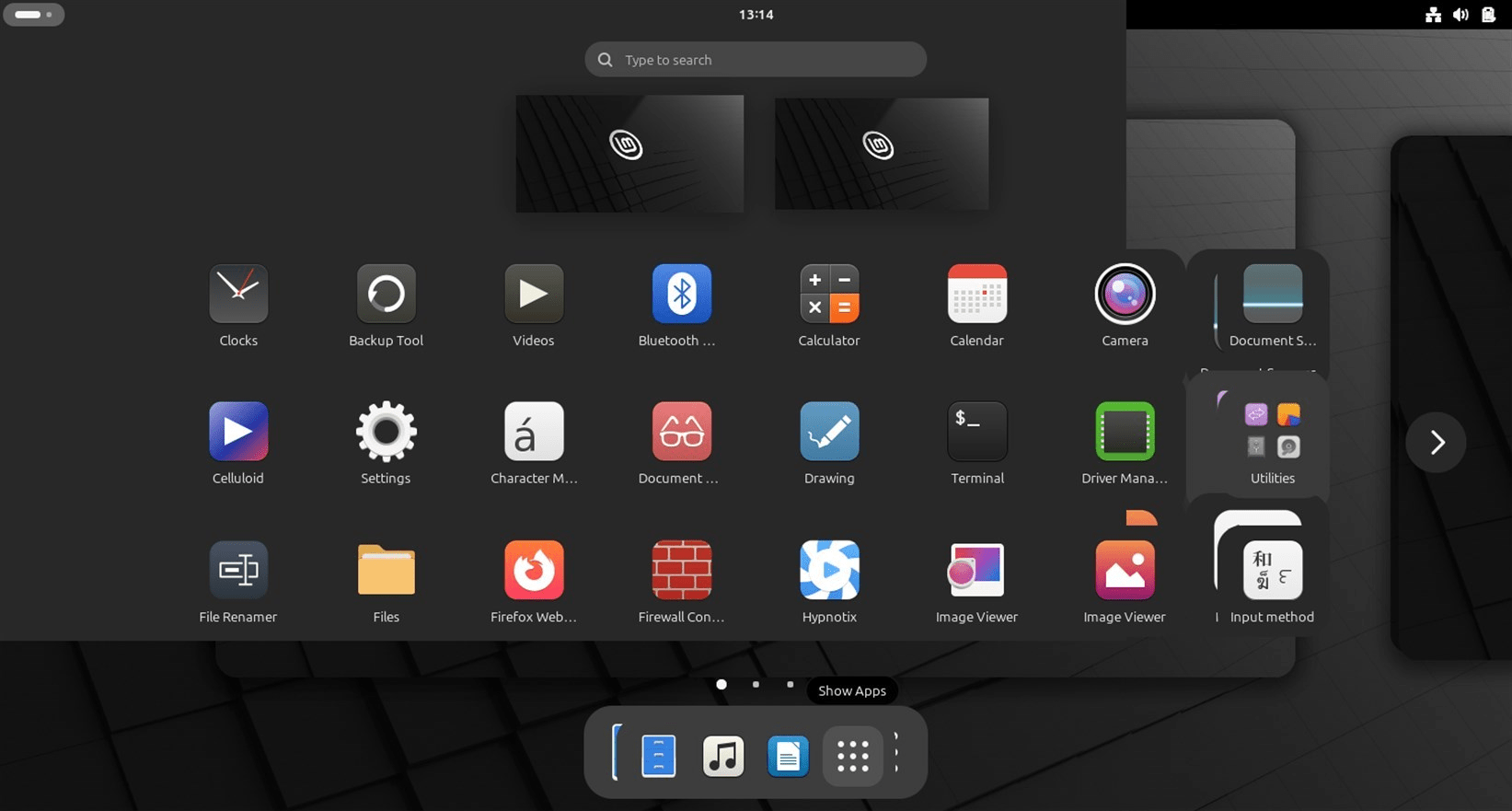 Gnome desktop screen