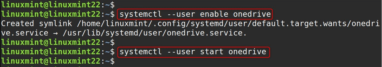 systemctl --user enable onedrive
