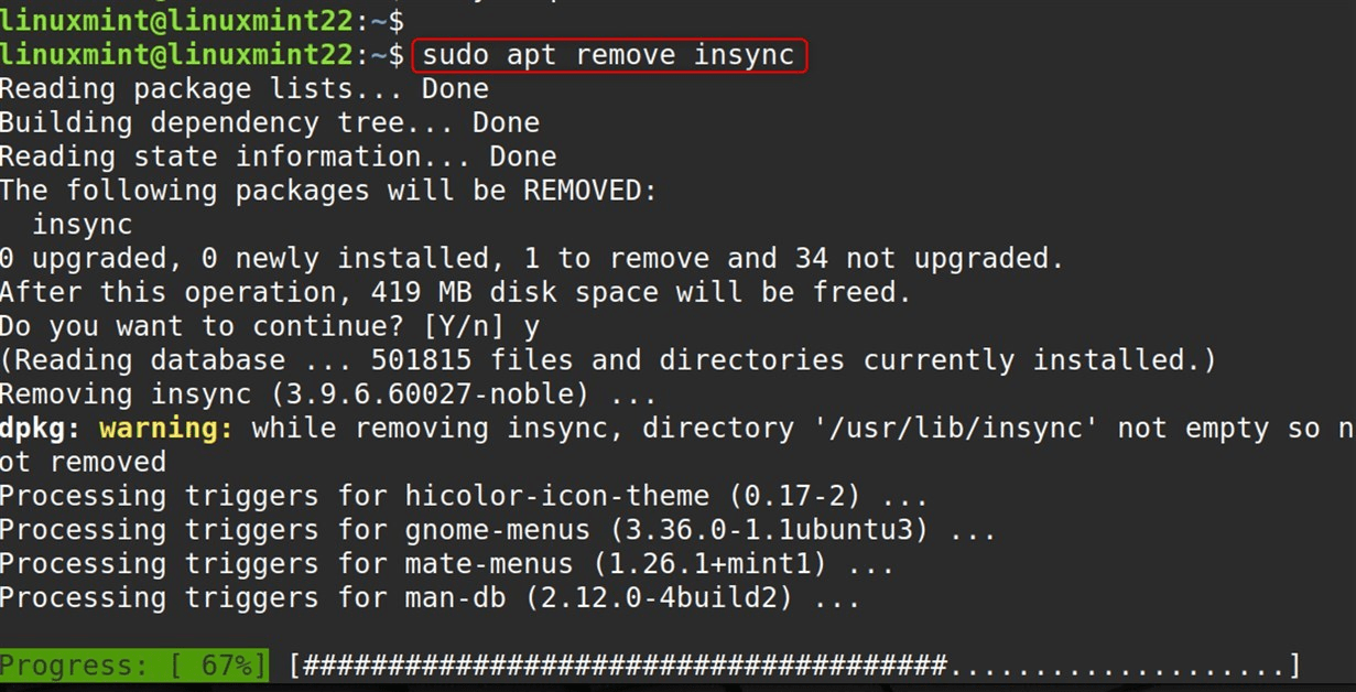 sudo apt remove insync
