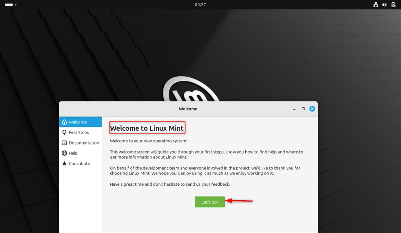 Welcome to linux mint